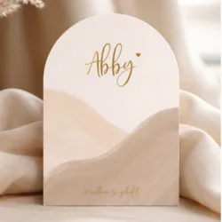 Geboortekaartje Abby - Beige Berglandschap