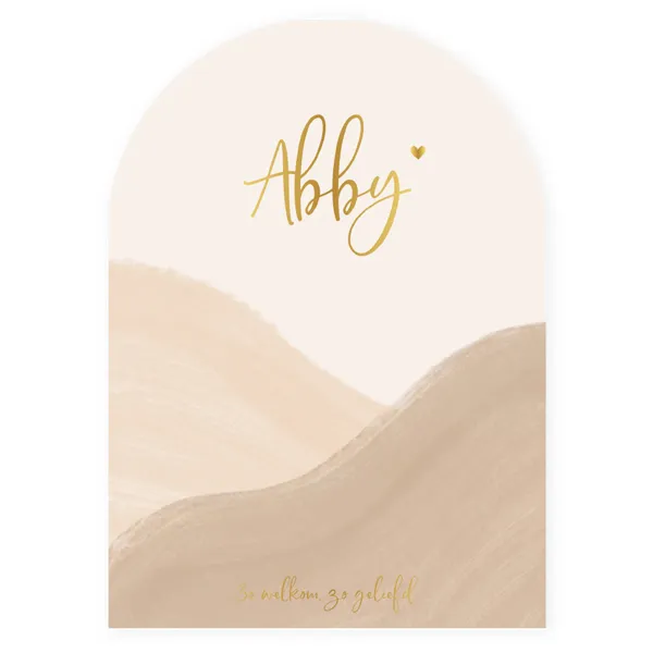 Geboortekaartje Abby - Beige Berglandschap