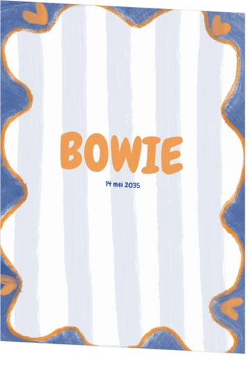 Geboortekaartje Bowie - Blauwe strepen