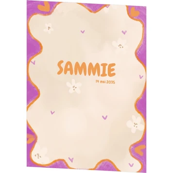 Geboortekaartje Sammie - Bloemen en gekleurde hartjes