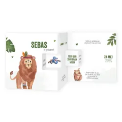 Geboortekaartje Sebas - Jungle dieren