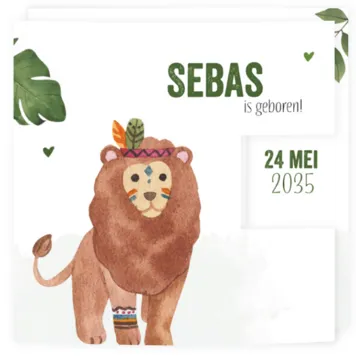 Geboortekaartje Sebas - Jungle dieren