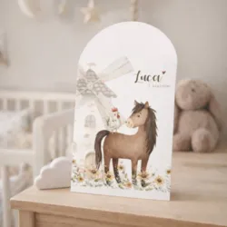 Geboortekaartje Luca - Paard en kipje