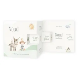 Geboortekaartje Noud - Kleine boeren jongen met ezel