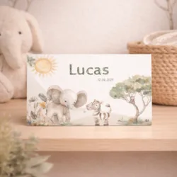 geboortekaart safari met olifant en zebra