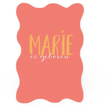 Geboortekaart enkel speels met oranje met roze Marie