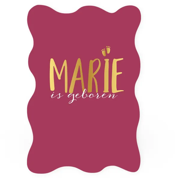 Geboortekaart enkel speels magenta met goudfolie marie