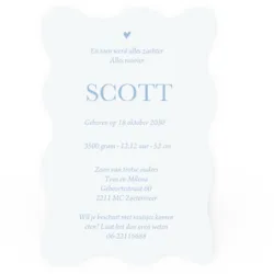 Geboortekaart enkel speels met strepen blauw Scott
