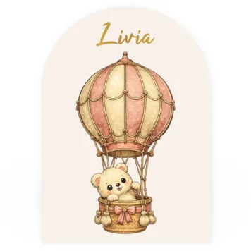 Beertje luchtballoon roze en beige tinten