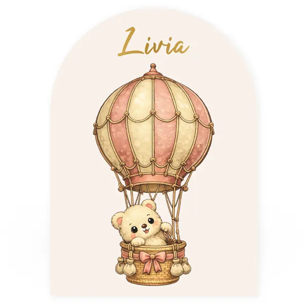 Beertje luchtballoon roze en beige tinten