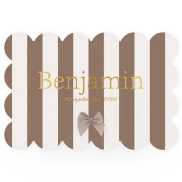 Bruin wit gestreept met taupe strik