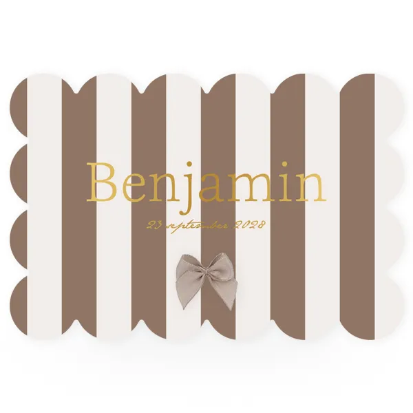Bruin wit gestreept met taupe strik