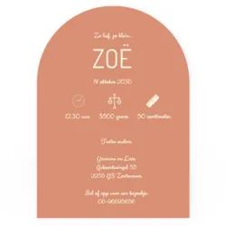 Geboortekaart boog terracotta met olifantje