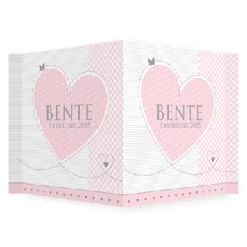 Raambord - Bente - Roze hartje met stipjes
