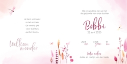 Geboortekaartje Bobbi - Bloemenveld met vlindertjes