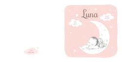 Geboortekaartje Luna - Potloodtekening baby