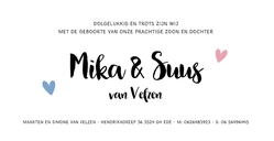 Enkel geboortekaartje tweeling met watercolour