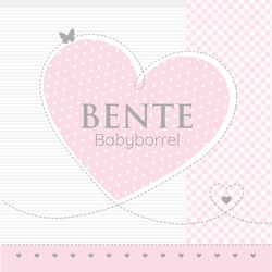 Babyborrelkaartje -  Bente - Roze hartjes met gestippelde hartjes