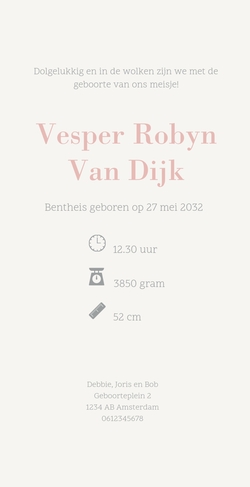 Lief geboortekaartje met broer bij wieg en minimalistische lijntekening