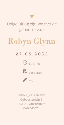 unisex geboortekaartje lijntekening in goudfolie met knuffelende zus en baby broertje zusje