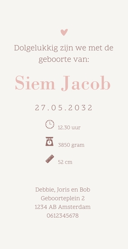 Lief minimalistisch geboortekaartje met lijntekening slapende baby met teddybeer