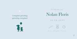 Lief geboortekaartje met silhouet van grote zus met babybroertje en ballon