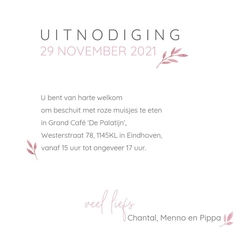 Babyborrelkaartje -  Polaroid met blaadjes roze