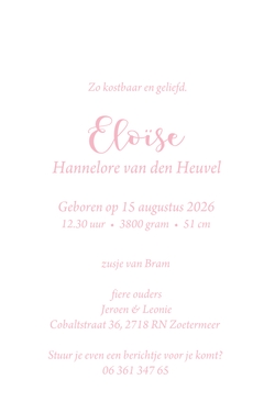 Geboortekaartje Eloïse - Lief kindje