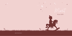 Geboortekaart silhouet meisje op hobbelpaard