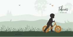 Geboortekaart loopfiets groen