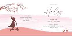 Geboortekaart step roze