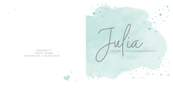 Julia - Geboortekaartje - Mint waterverf wolkje