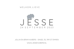 Geboortekaartje Jesse - Grijs Olifantje