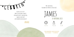 Geboortekaartje James - Cirkels met silhouette jongetje