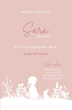 Geboortekaartje Sara - Silhouet meisje