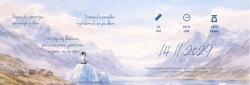 Geboortekaartje pinguïn in berglandschap