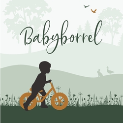 Babyborrelkaart groen met loopfiets