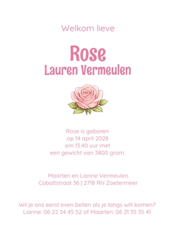 Geboortekaartje roosjes patroon