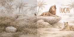 Geboortekaartje met leeuwenfamilie illustratie