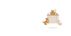 Geboortekaartje diertjes Charlie beige bruin
