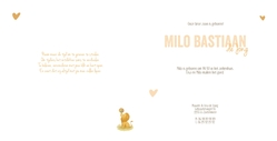 geboortekaartje milo met oranje kleuren en circus dieren