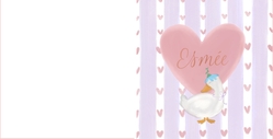 lief geboortekaartje esmee met roze hartjes en een gans
