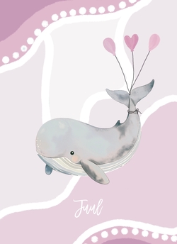 Geboortekaart walvis roze