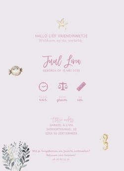Geboortekaart walvis roze