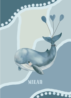Geboortekaart walvis blauw