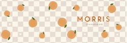 Geboortekaartje met ruitjes en perziken
